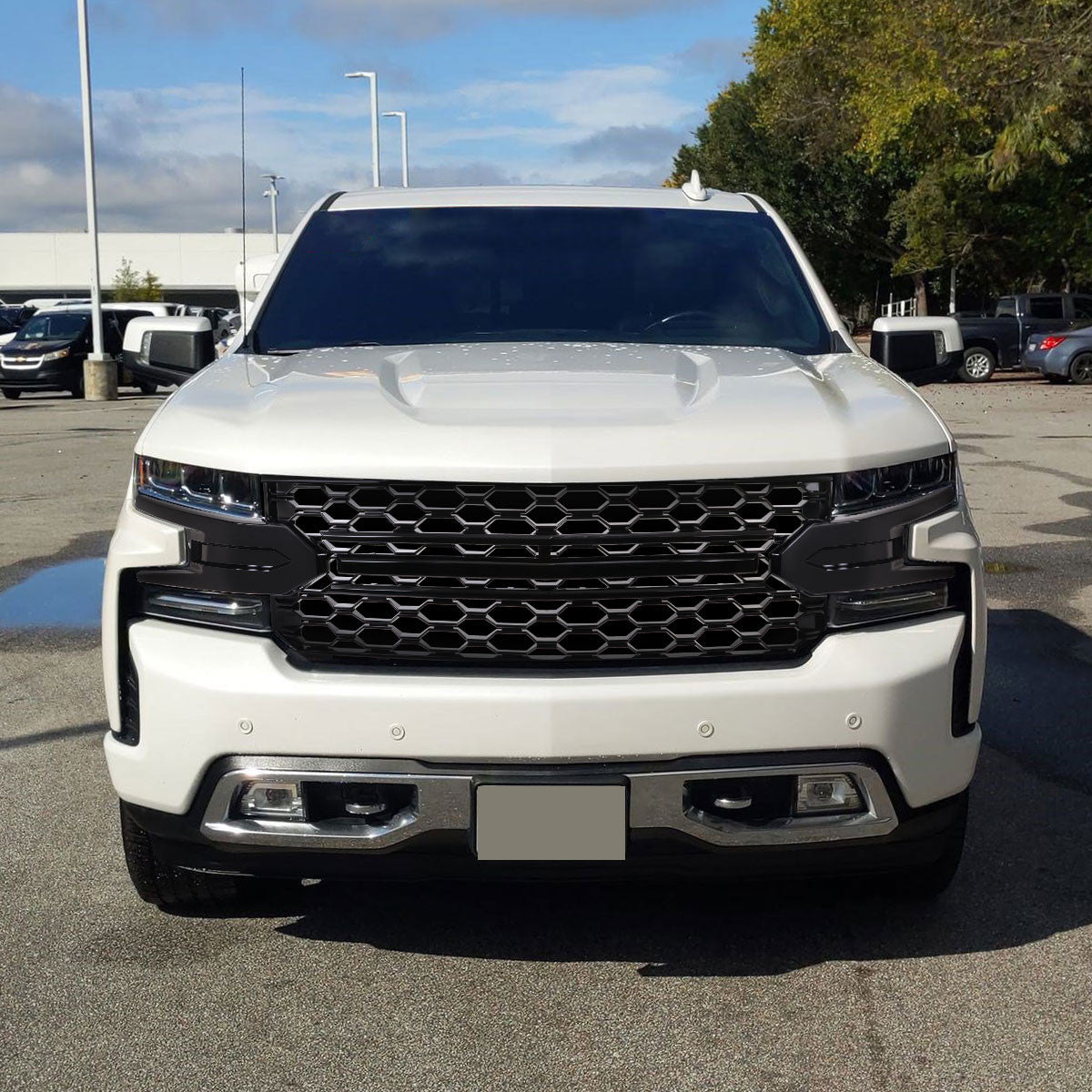 Spec-D Tuning - 2019-2022 Chevrolet Silverado 1500 LT Glossy Black Honeycomb Hood Grille - HG-SIV1915LTGB-GL