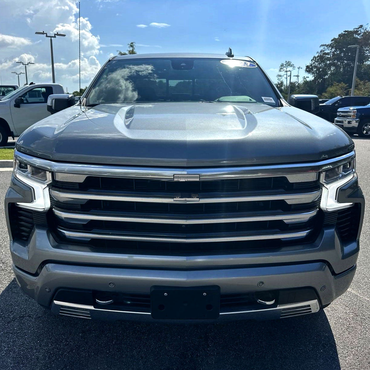 Spec-D Tuning - 2022-2026 Chevrolet Silverado 1500 High Country Chrome Mesh Front Upper Hood Grille - HG-SIV2215HCC-JB