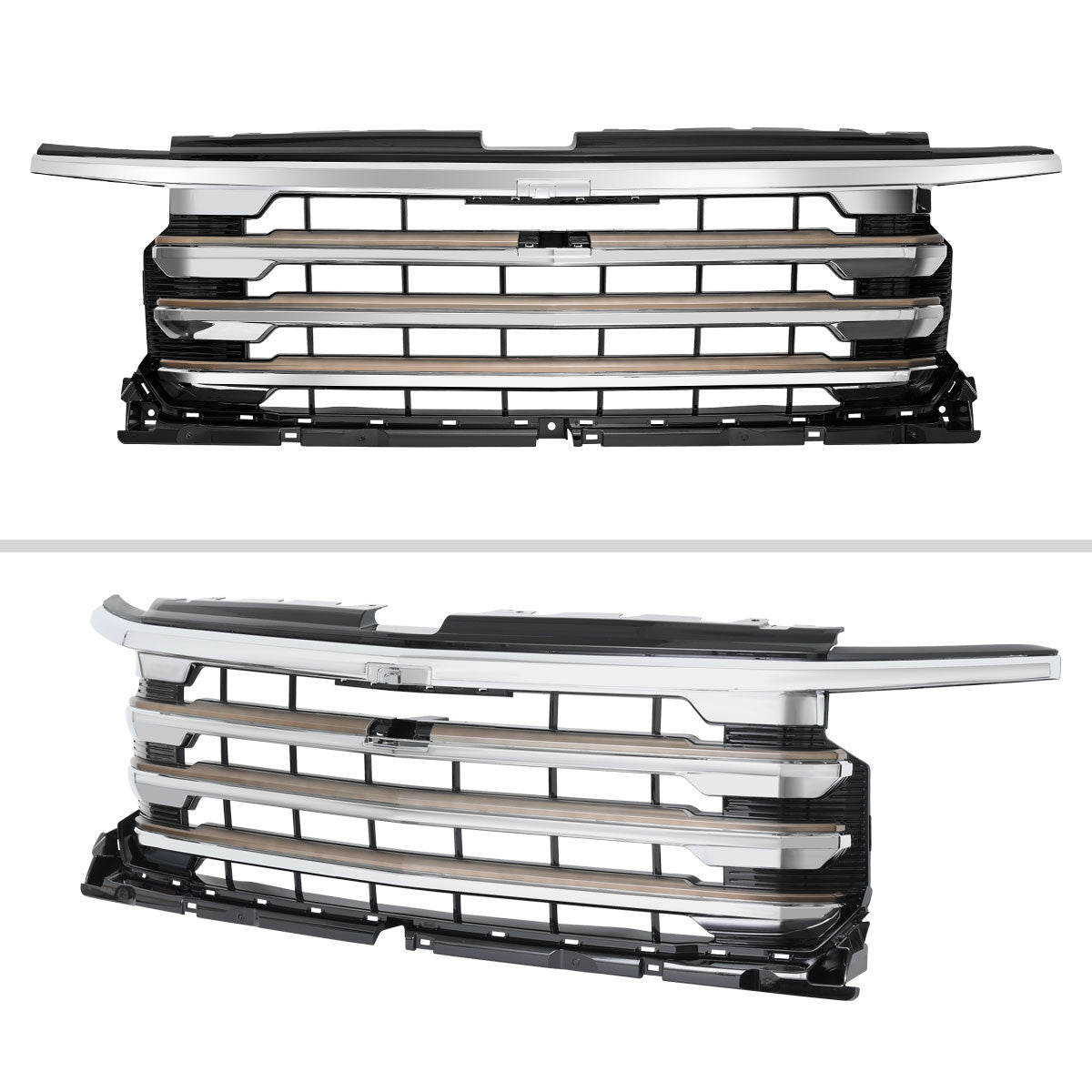 Spec-D Tuning - 2022-2026 Chevrolet Silverado 1500 High Country Chrome Mesh Front Upper Hood Grille - HG-SIV2215HCC-JB