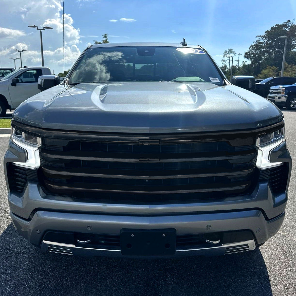 Spec-D Tuning - 2022-2026 Chevrolet Silverado 1500 High Country Black Mesh Front Upper Hood Grille - HG-SIV2215HCJM-JB