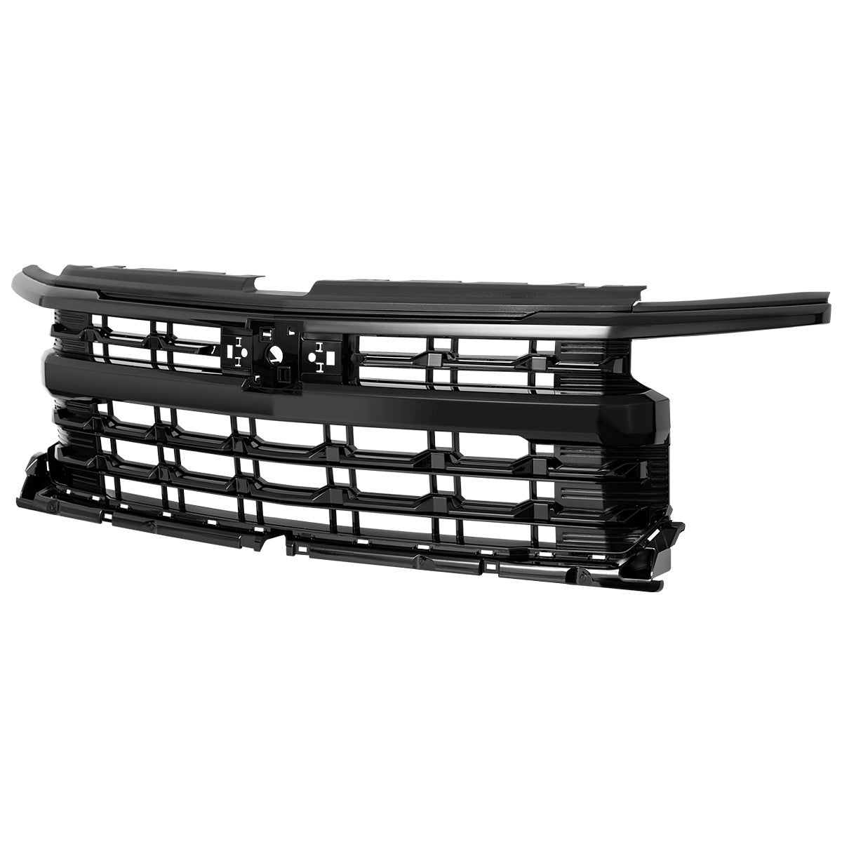 Spec-D Tuning - 2022-2026 Chevrolet Silverado 1500 Glossy Black Mesh Front Upper Hood Grille - HG-SIV2215JM-JB