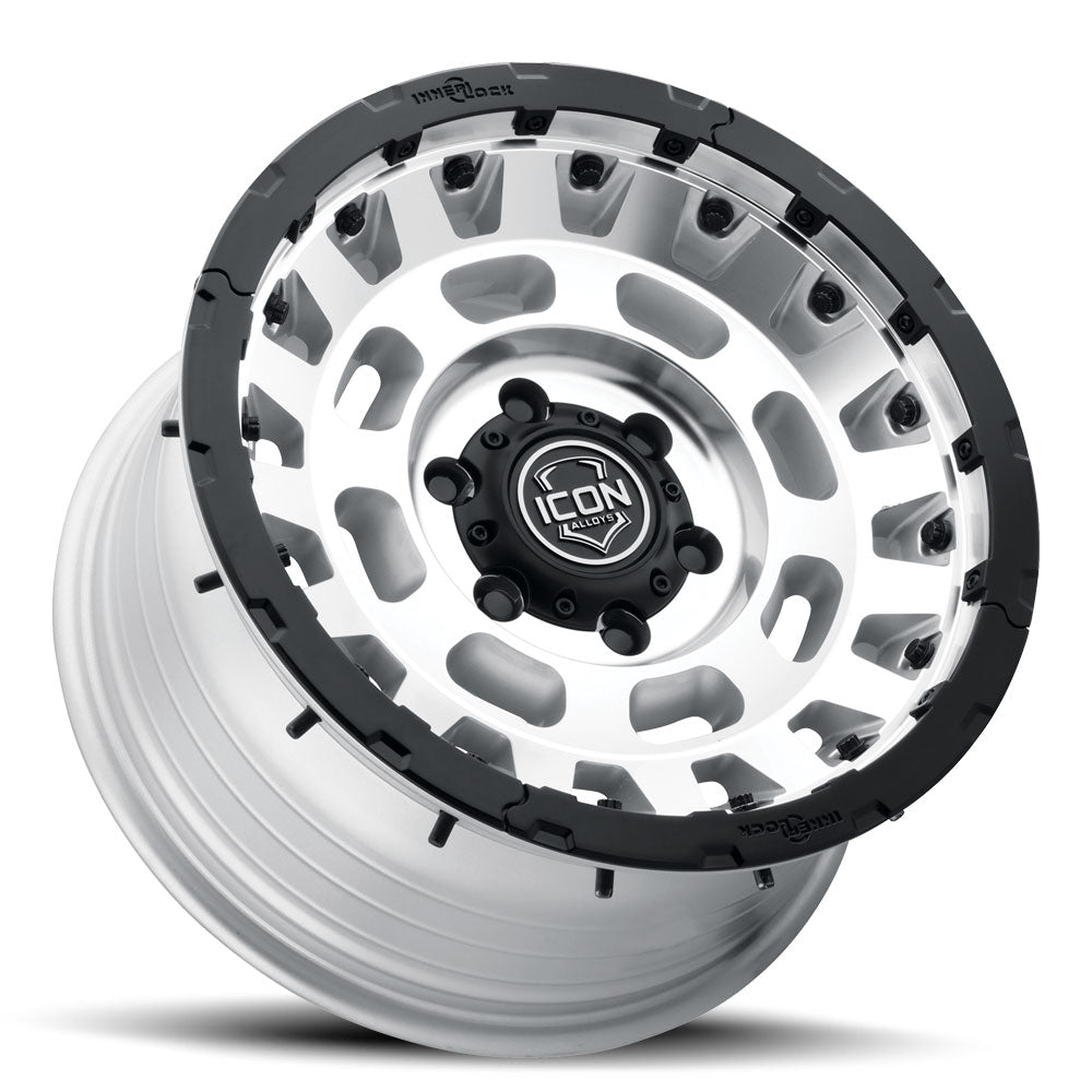 Icon Hammer Pro 17x8.5 / 5x5 / -6mm / 4.5in BS - Silver Machined - 21017857345SM
