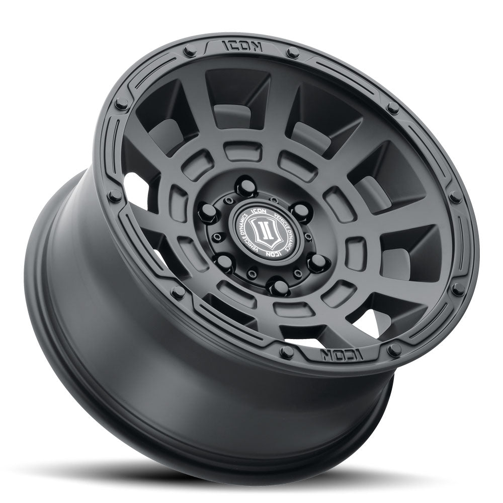 ICON Thrust 17x8.5 5x4.5 0mm Offset 4.75in BS Satin Black Wheel - 2817856547SB