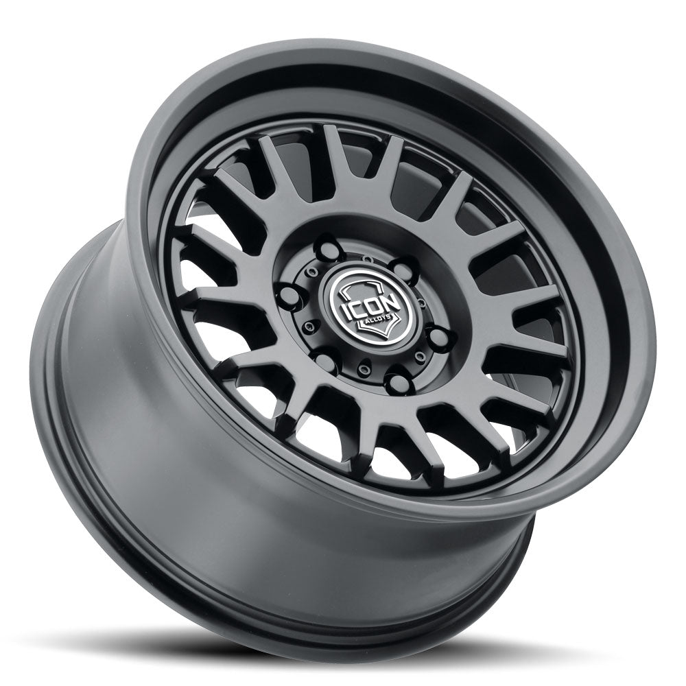 ICON Anza 17x8.5 5x5 -6mm Offset 4.5in BS 71.5mm Hub Bore Satin Black Wheel - 8217857345SB