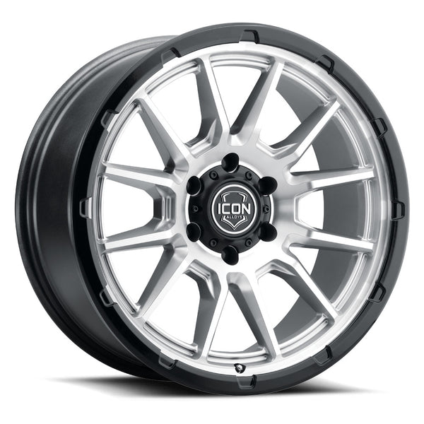 ICON Alloys Cajon 20x9 / 5x5 / -12mm / 4.5in BS Silver Machined Wheel w/ GB Lip - 8320907345SMGB