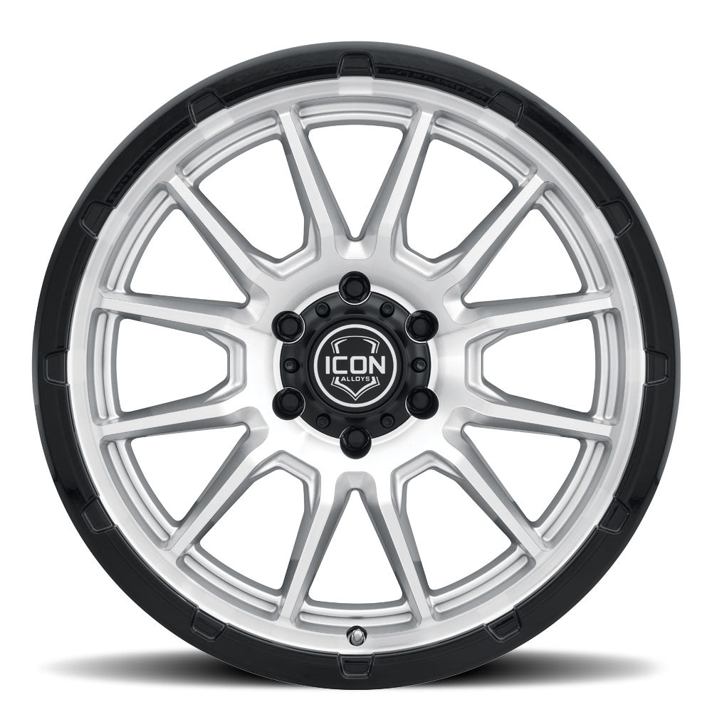 ICON Alloys Cajon 20x9 / 5x5 / -12mm / 4.5in BS Silver Machined Wheel w/ GB Lip - 8320907345SMGB