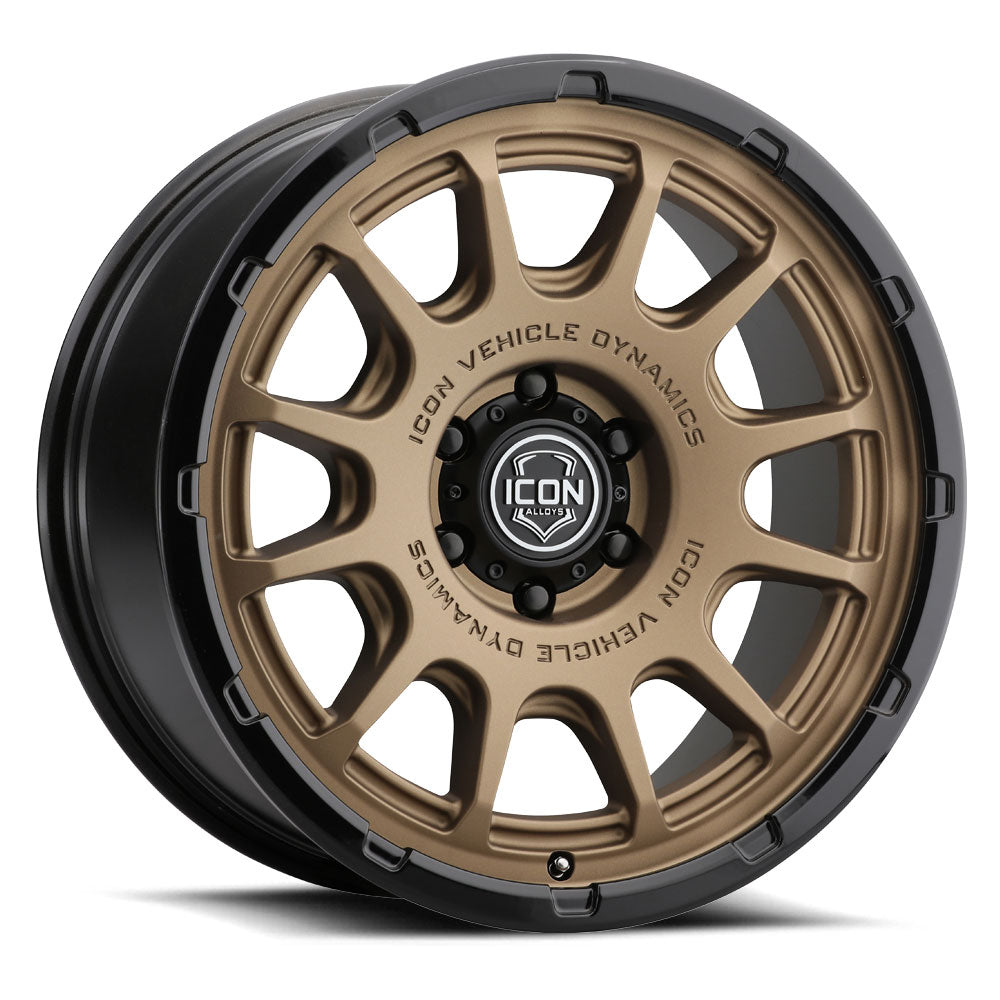 ICON Alloys Rancho 20x9 / 6x5.5 / 16mm / 5.625in BS Satin Bronze w/ Gloss Black Lip Wheel - 8420909056SBGB