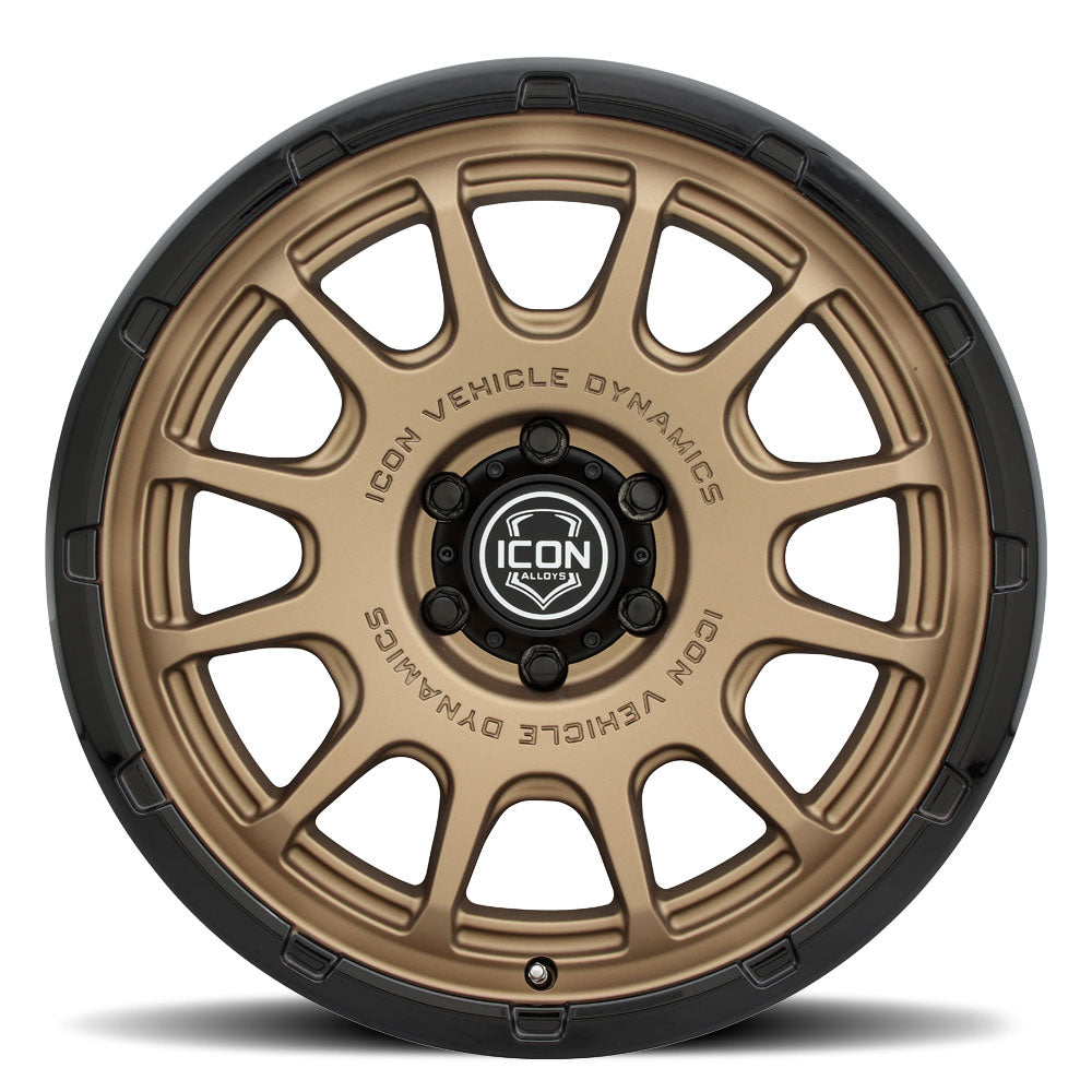 ICON Alloys Rancho 20x9 / 6x5.5 / 0mm / 5in BS Satin Bronze w/ Gloss Black Lip Wheel - 8420908350SBGB