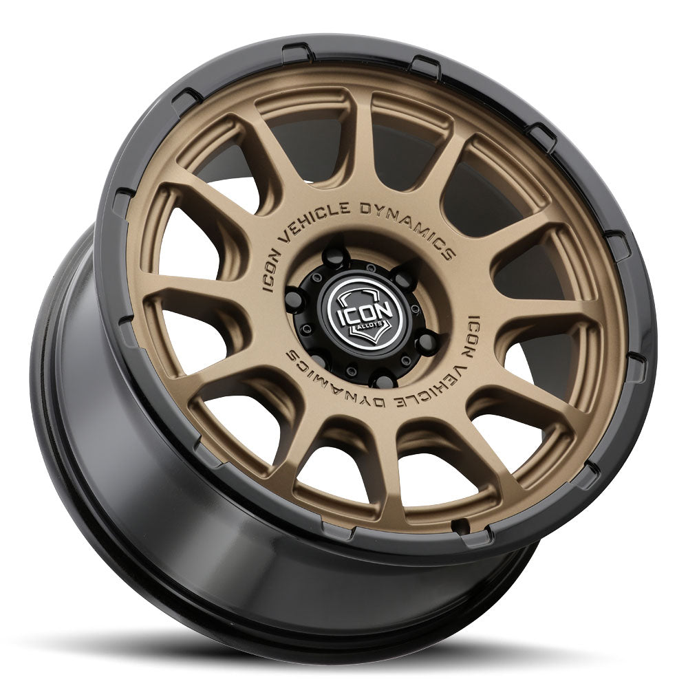 ICON Alloys Rancho 20x9 / 6x5.5 / 0mm / 5in BS Satin Bronze w/ Gloss Black Lip Wheel - 8420908350SBGB