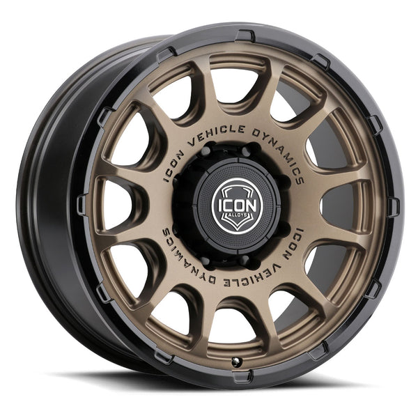 ICON Alloys Rancho 20x9 / 8x6.5 / 12mm / 5.5in BS Satin Bronze Wheel w/ Gloss Black Lip - 8420908055SBGB