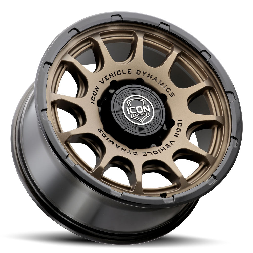 ICON Alloys Rancho 20x9 / 8x180 / 12mm / 5.5in BS Satin Bronze w/ Gloss Black Lip Wheel - 8420908955SBGB