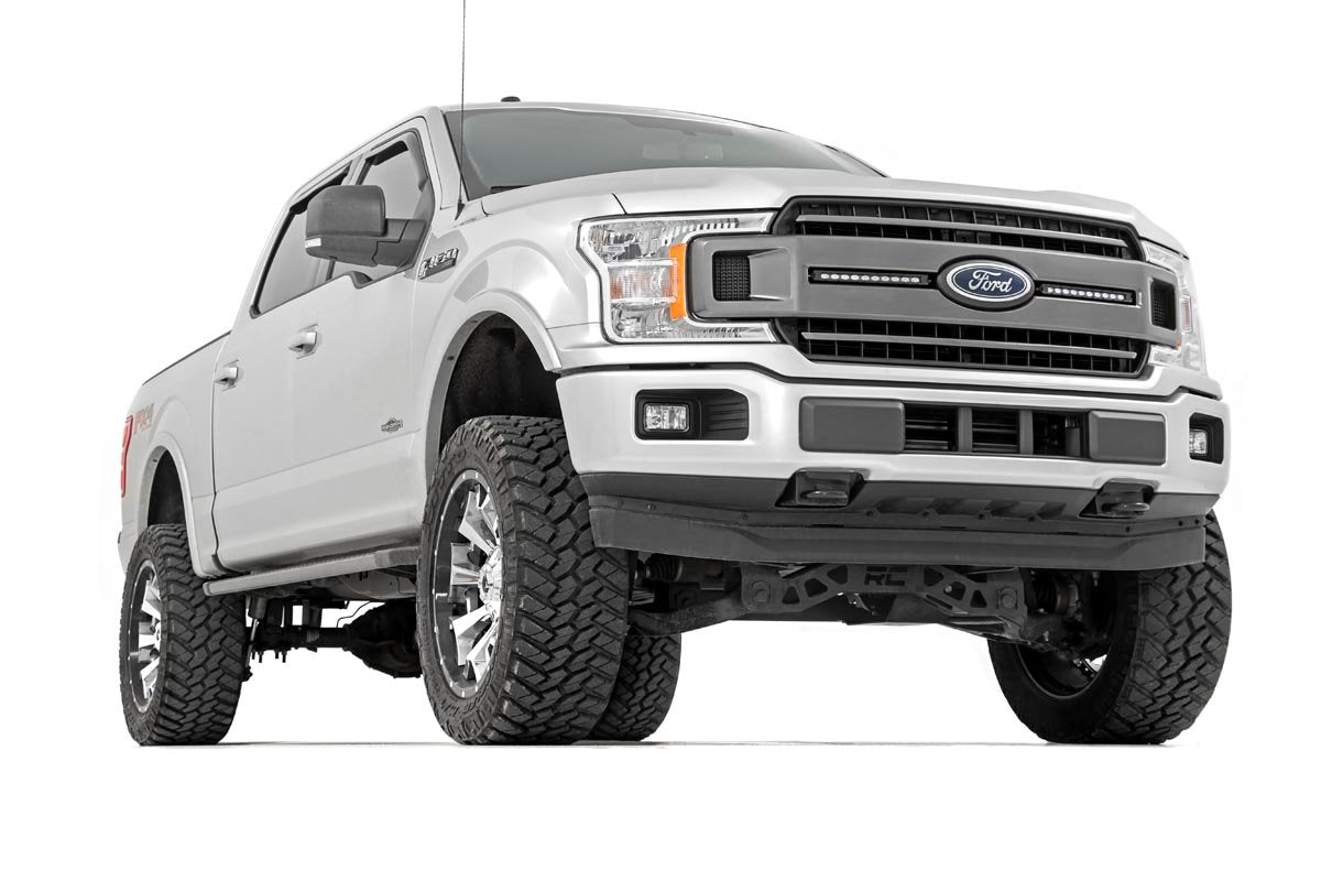 Rough Country - LED Light Kit - Grille Mount - 10" Chrome Slimline Pair - Ford F-150 (18-20) - 70809 for 2018-2020 Ford F 150