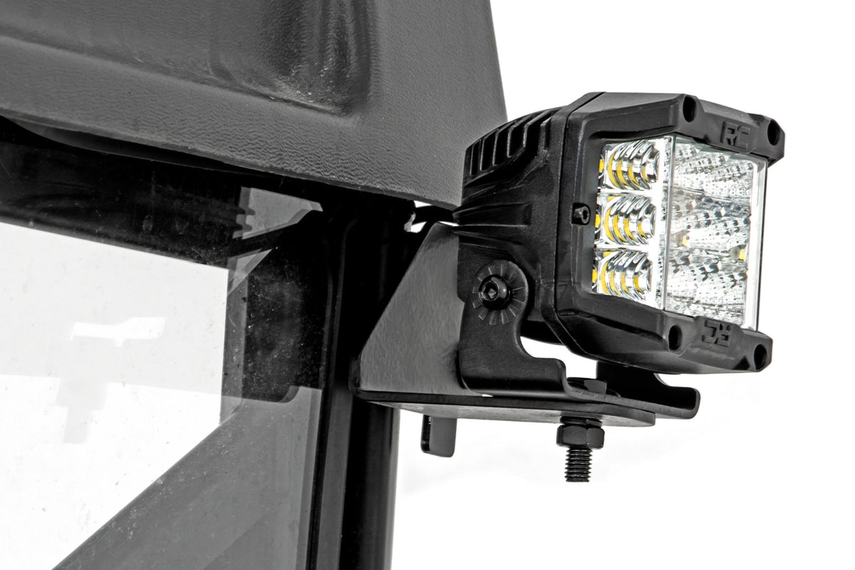 LED Light | RR Cage Mount | 2&quot; Black Flood Pair | Polaris Ranger 1000/Ranger XP 900/1000