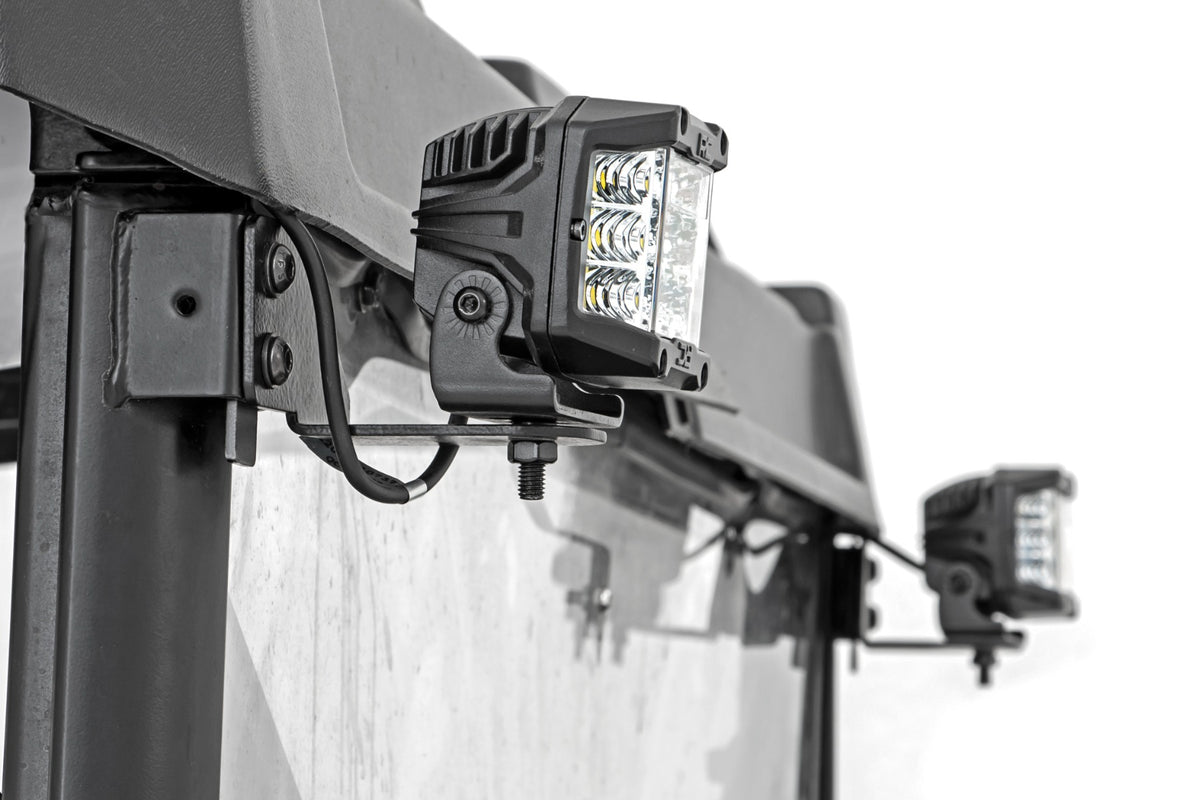 LED Light | RR Cage Mount | 2&quot; Black Flood Pair | Polaris Ranger 1000/Ranger XP 900/1000