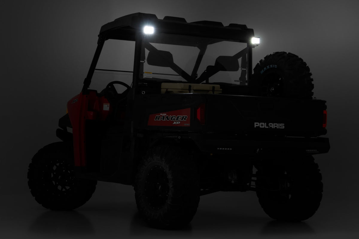 LED Light | RR Cage Mount | 2&quot; Black Flood Pair | Polaris Ranger 1000/Ranger XP 900/1000