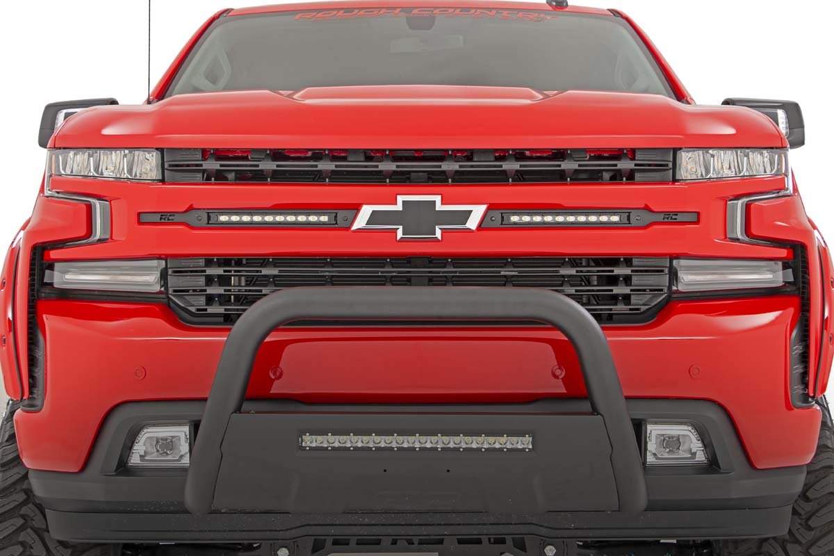 Rough Country - LED Light Kit - Grille Mount - 10" Chrome Slimline Pair - Chevy Silverado 1500 (19-22) - 70818 for 2019-2022 