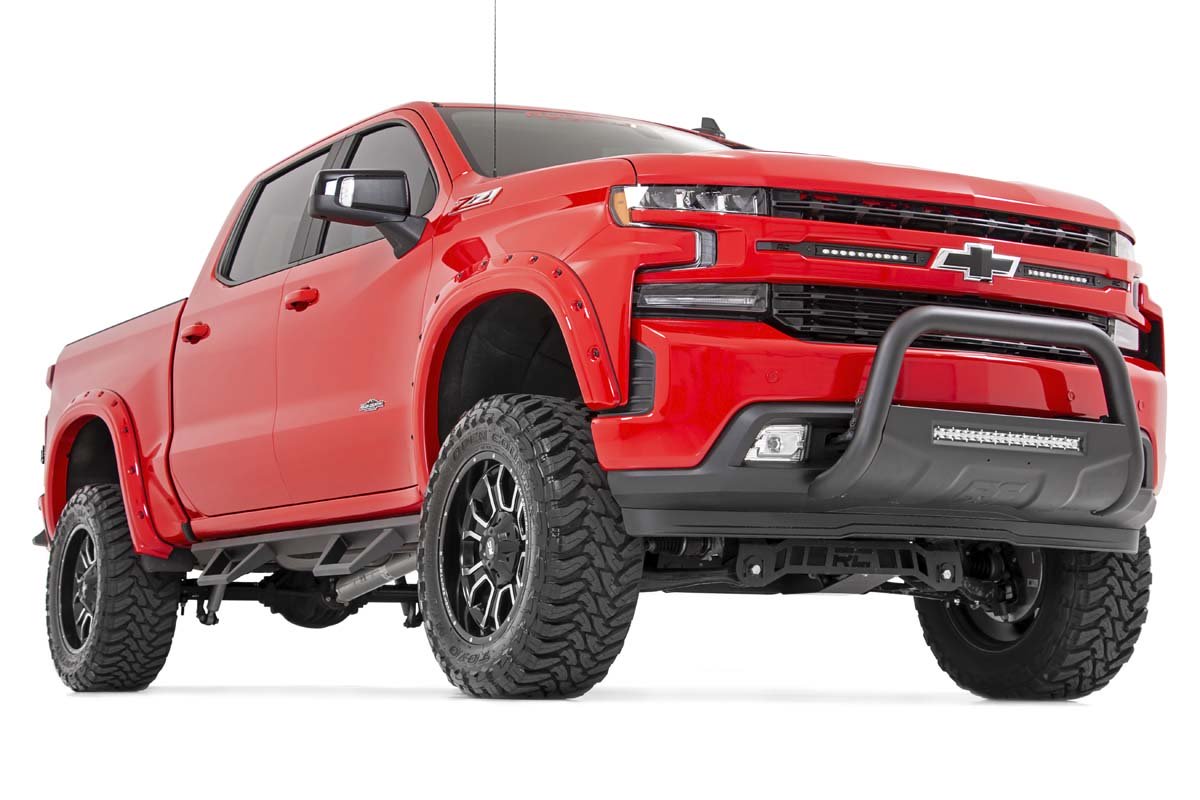 Rough Country - LED Light Kit - Grille Mount - 10" Chrome Slimline Pair - Chevy Silverado 1500 (19-22) - 70818 for 2019-2022 