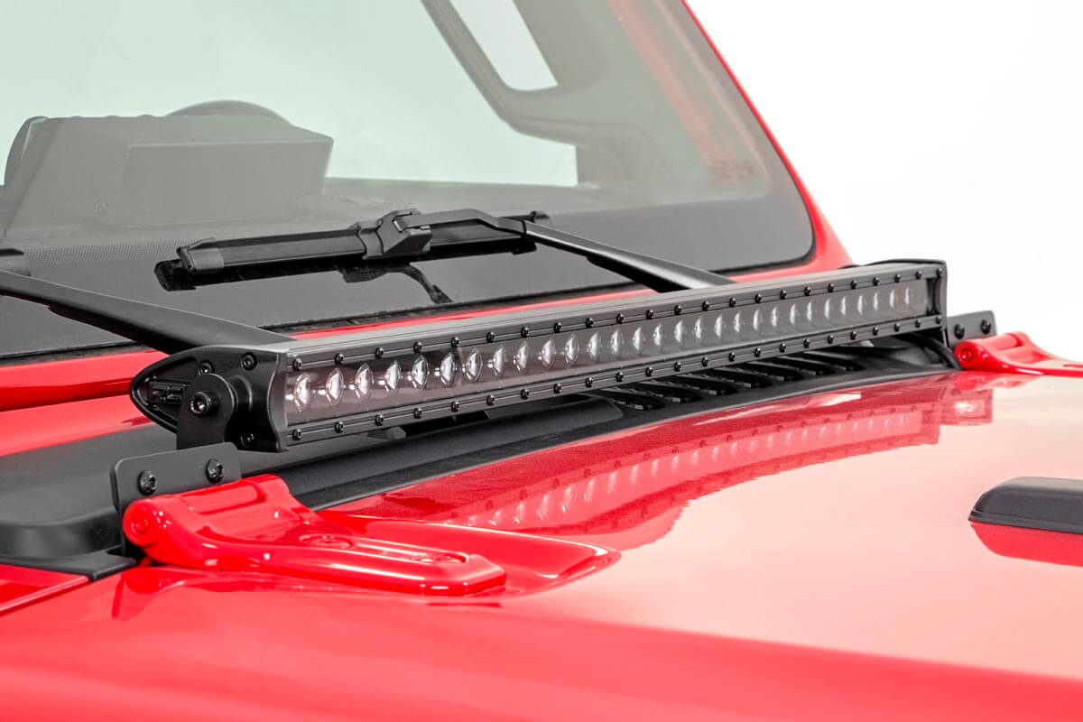 Rough Country - LED Light Kit - Hood Mount - 30" Black Single Row - Jeep Gladiator JT/Wrangler JL (18-25) - 70054 for 2018-20