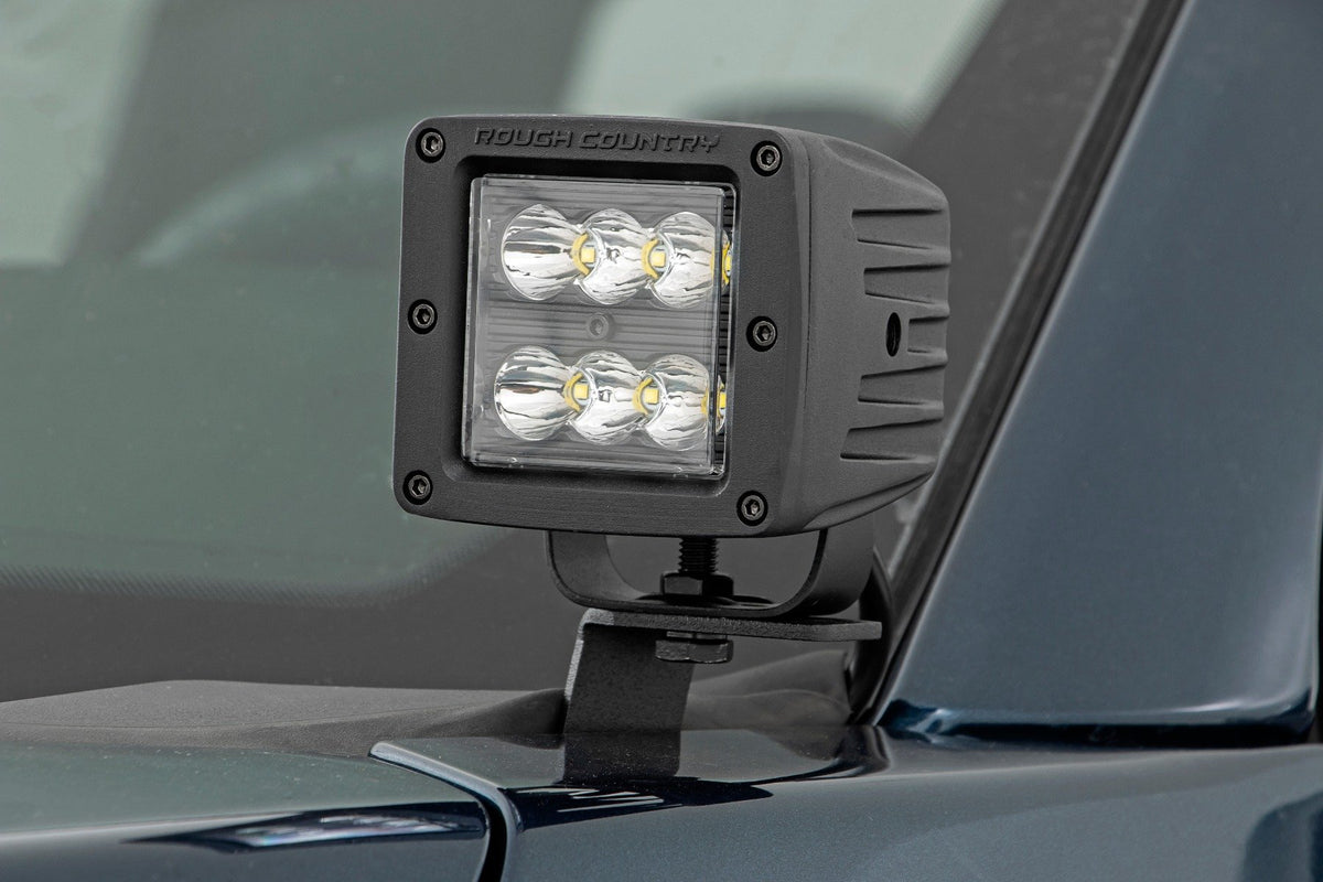 Rough Country - LED Light Kit - Ditch Mount - 2" Black Pair - Flood - Ford F-150 (15-25)/F-150 Lightning (22-25) - 71029 for 