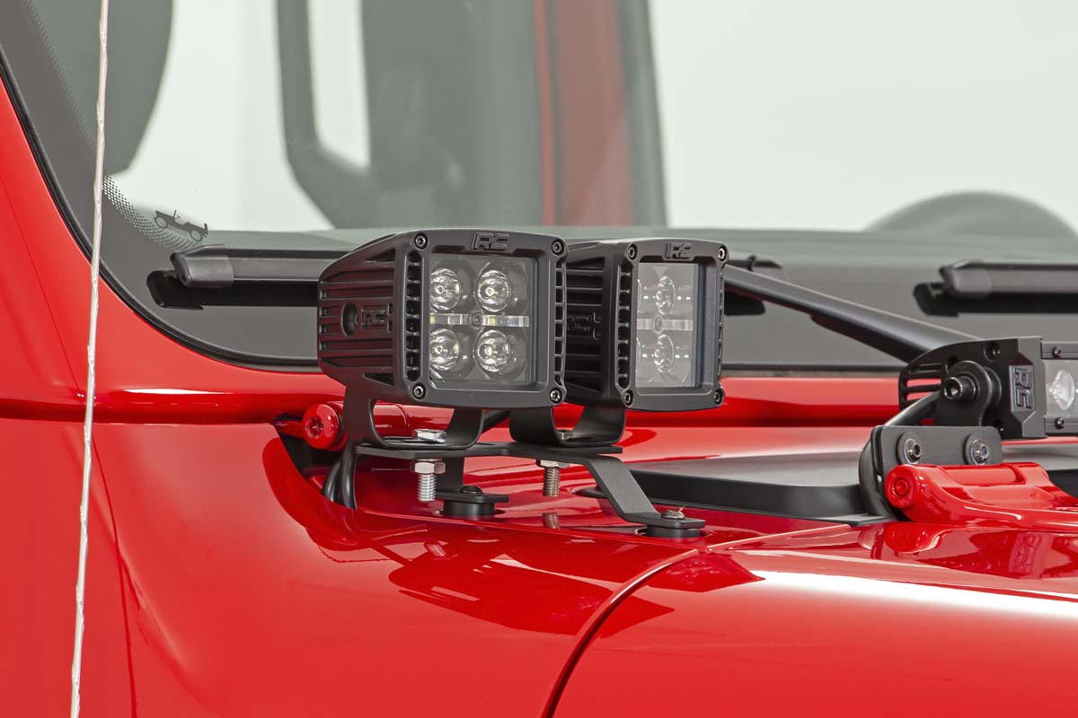 LED Light Kit | Quad | Cowl Mount | 2&quot; Black | White DRL | Jeep Gladiator JT/Wrangler JL (18-24)