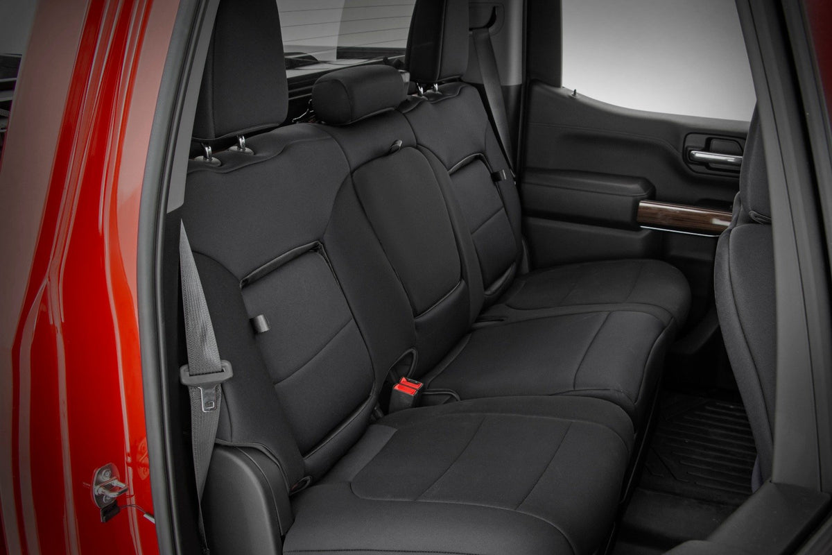 Rough Country - Seat Covers - FR 40/40/20 & RR Back Storage - Chevy/GMC Sierra/Silverado 1500 (19-25) - 91037 for 2019-2024 C