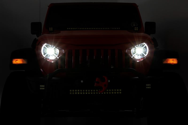 Rough Country - 9 Inch DRL Halo LED Headlights - DOT Approved - Jeep Gladiator JT/Wrangler JL (18-25) - RCH5300 for 2018-2023