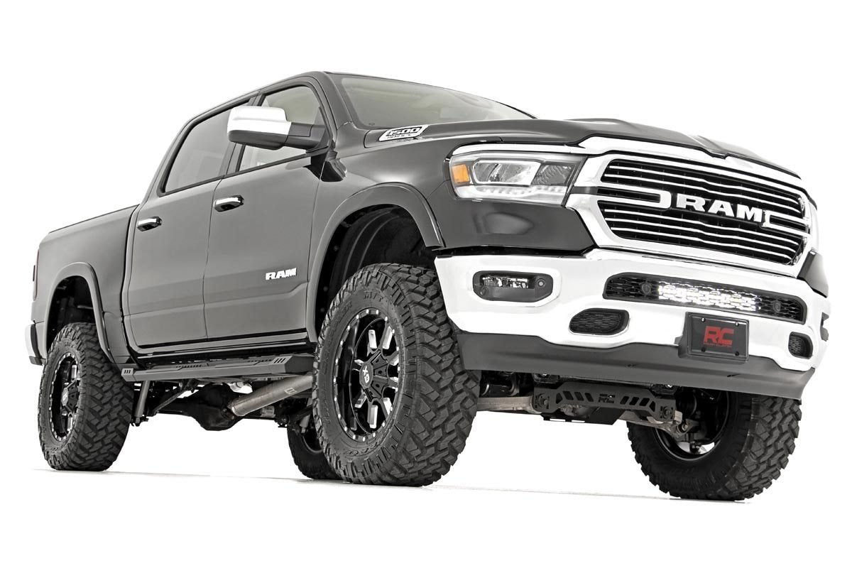 Rough Country - LED Light Kit - Bumper Mount - 20" Chrome Dual Row - Amber DRL - Ram 1500 (19-24) - 70781 by Rough Country - 