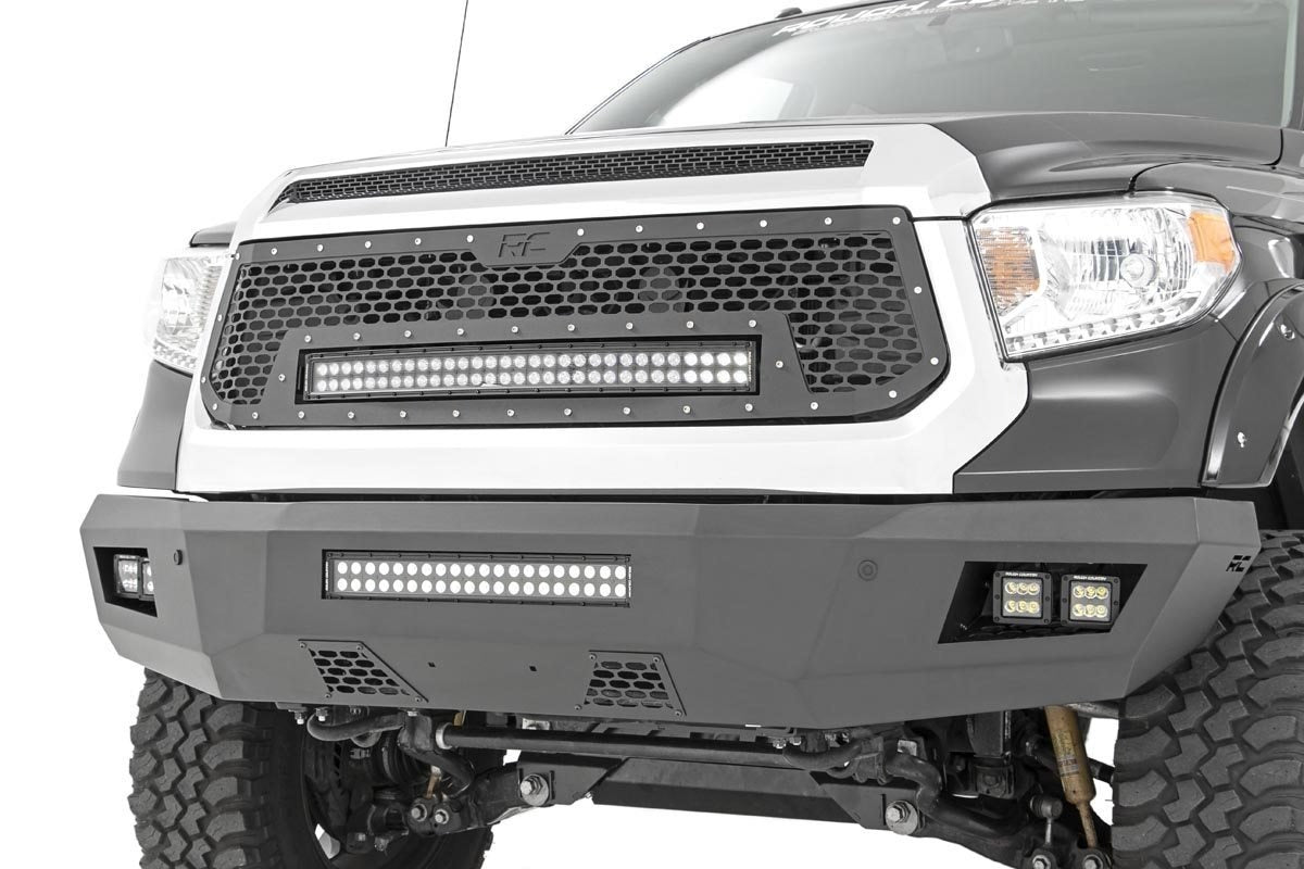 Rough Country - Mesh Grille - 30" Dual Row LED - Black - Amber DRL - Toyota Tundra (14-17) - 70224 for 2014-2017 Toyota Tundr