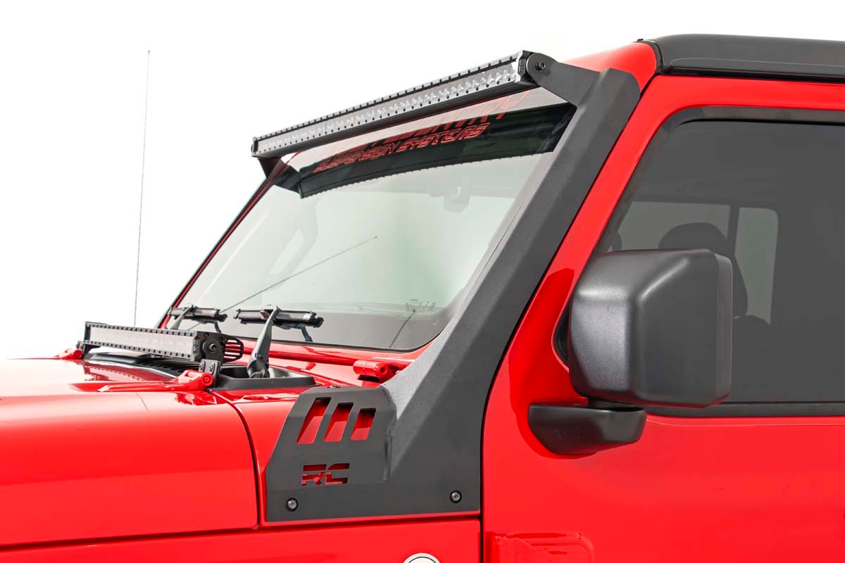 Rough Country - LED Light Kit - Windshield Mount - 50" BLK Single Row - Jeep Gladiator JT/Wrangler JL (18-25) - 70065 for 201