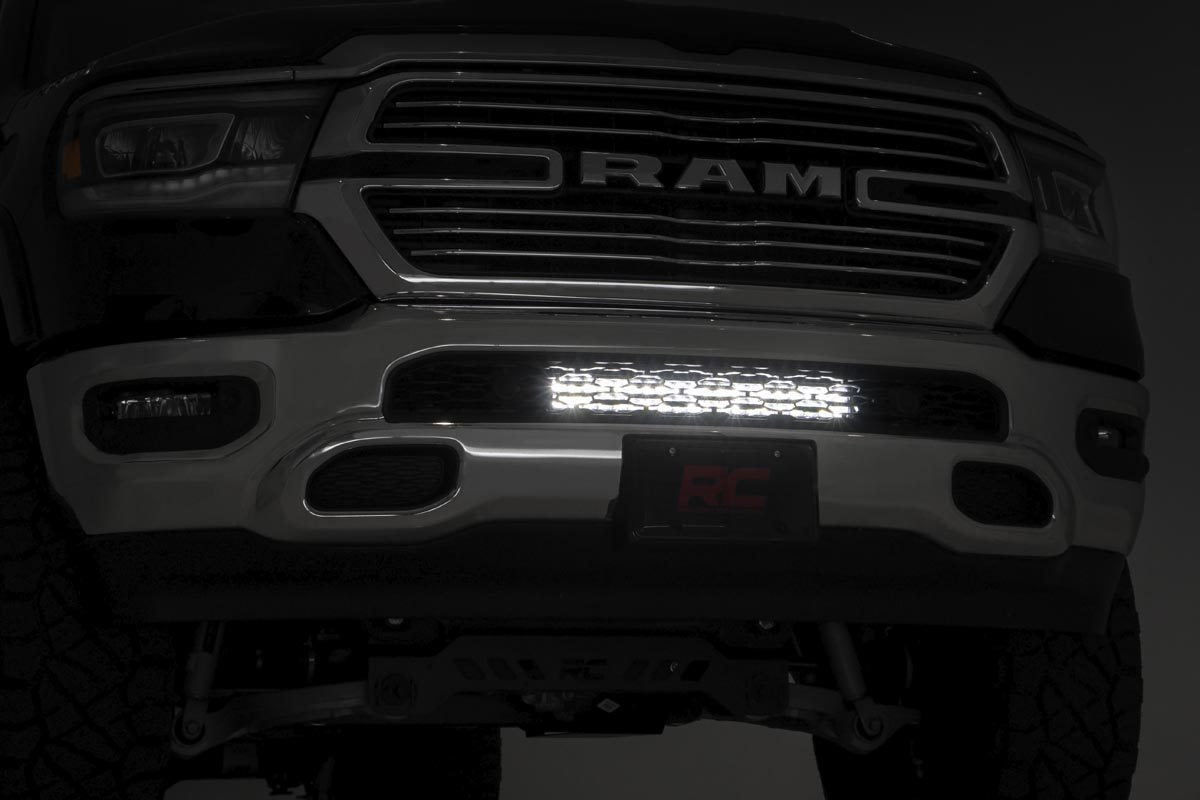 Rough Country - LED Light Kit - Bumper Mount - 20" Chrome Dual Row - White DRL - Ram 1500 (19-24) - 70780 by Rough Country - 