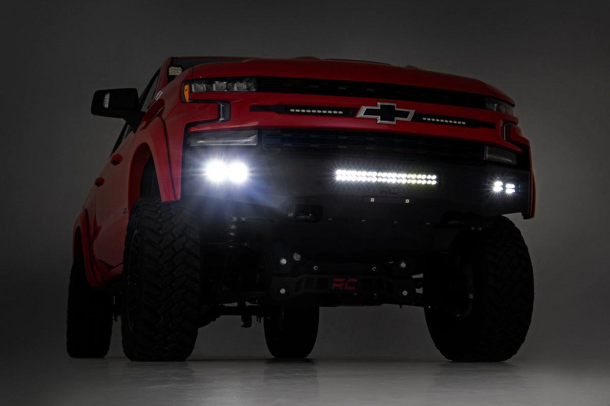 High Clearance Front Bumper | LED Lights &amp; Skid Plate | Chevy Silverado 1500 (19-22)