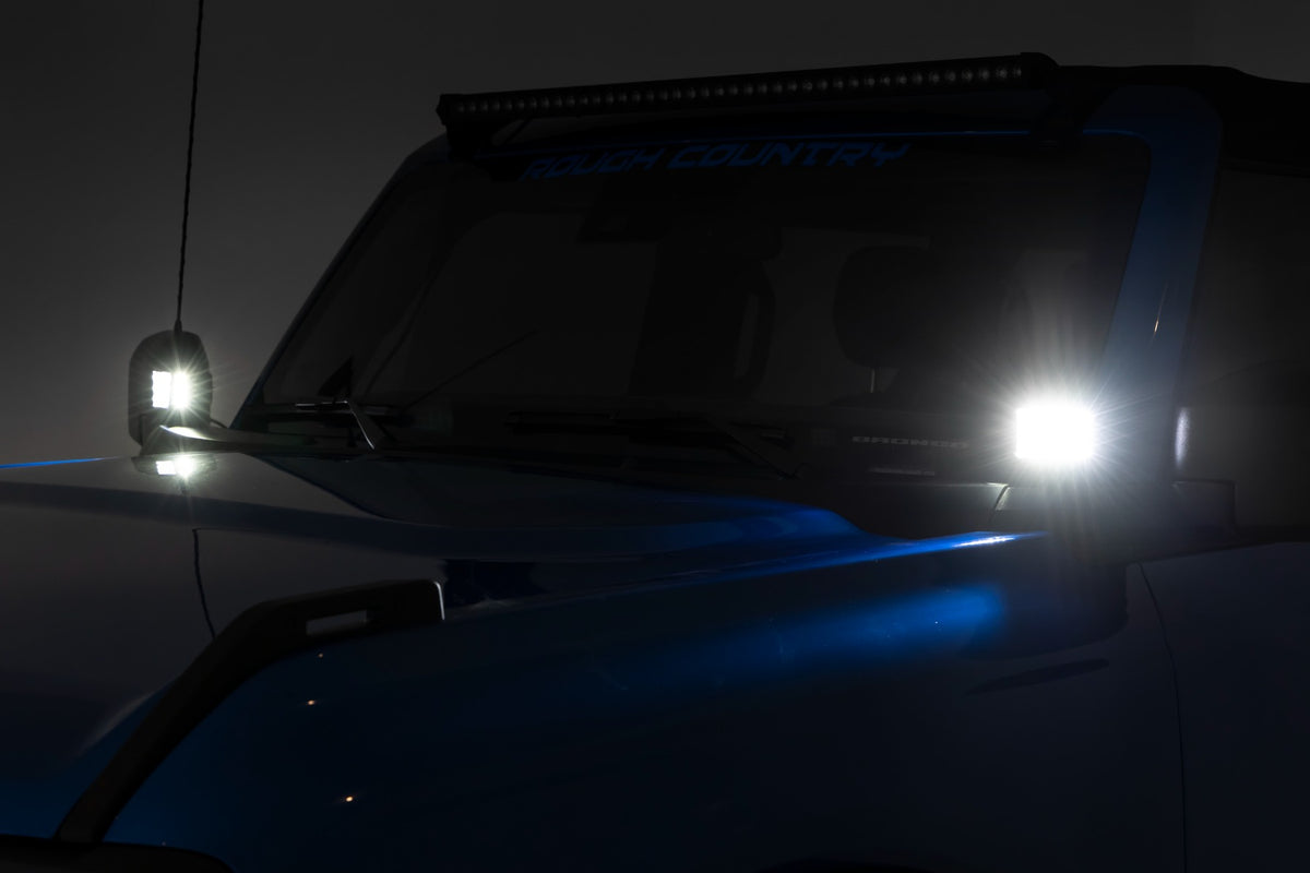 LED Light Kit | Ditch Mount | 2&quot; Black Pair | Flood Pattern | Ford Bronco (21-24)