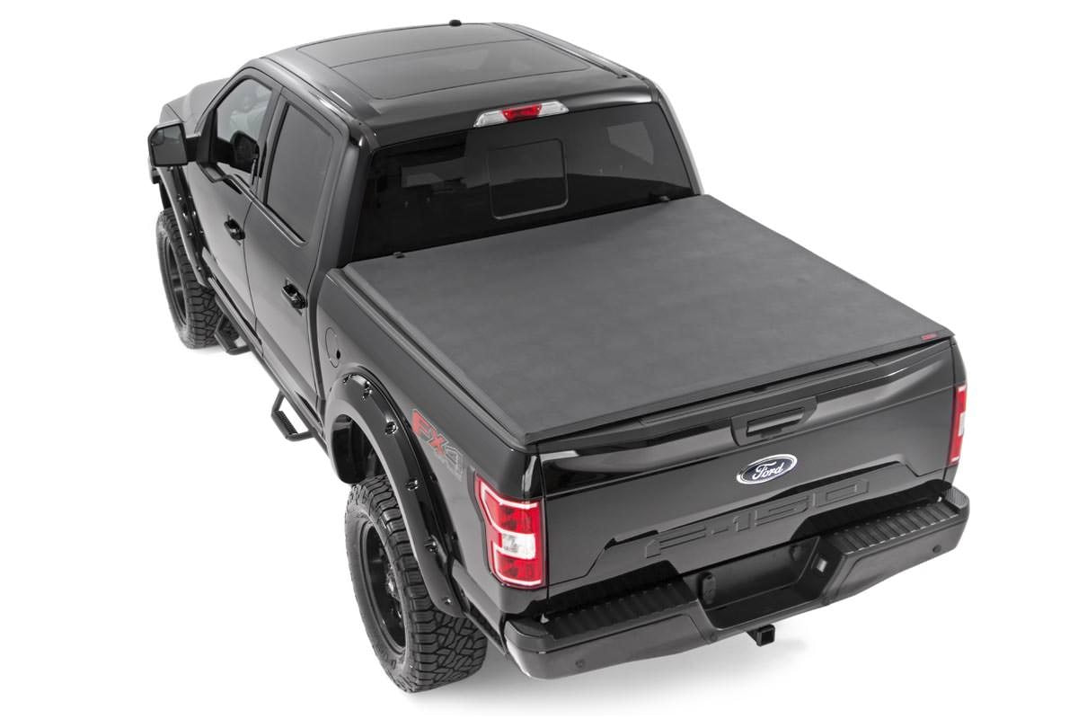 Rough Country - Soft Tri-Fold Bed Cover - 6'7" Bed - Ford F-150 (21-25)/F-150 Lightning (22-25) - 41521650A for 2021-2023 For