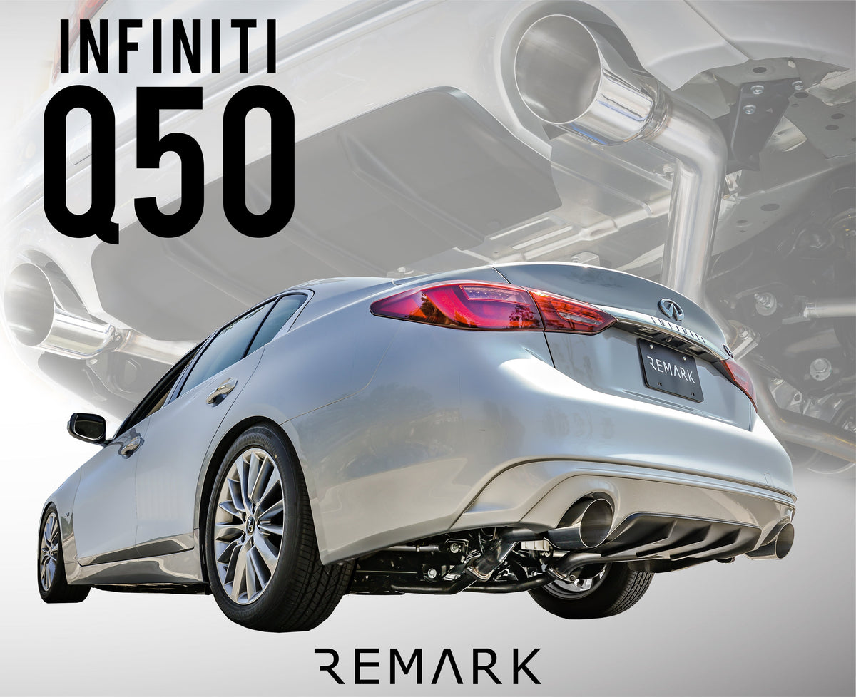 Remark 2014+ Infiniti Q50 Axle Back Exhaust w/Stainless Steel Single Wall Tip - RO-TSQ5-S