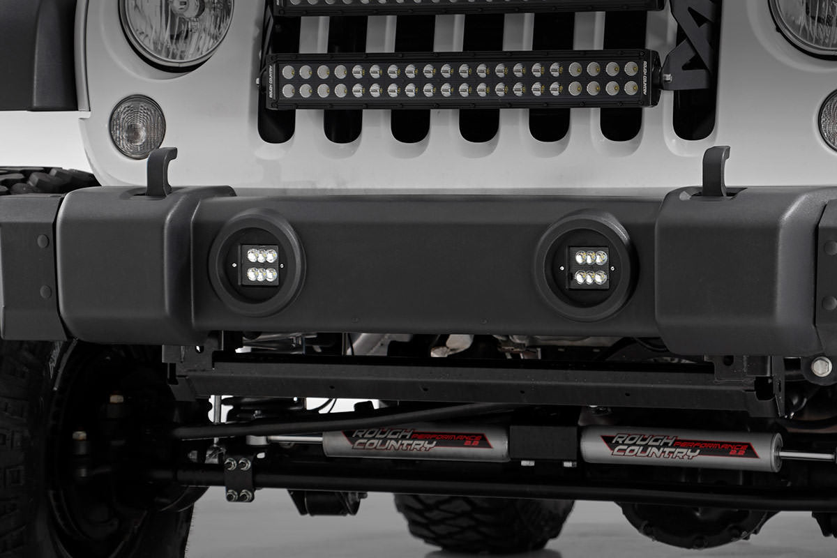 LED Light Kit | Fog Mount | 2&quot; Black Pair | Jeep Wrangler JK/Wrangler Unlimited (10-18)