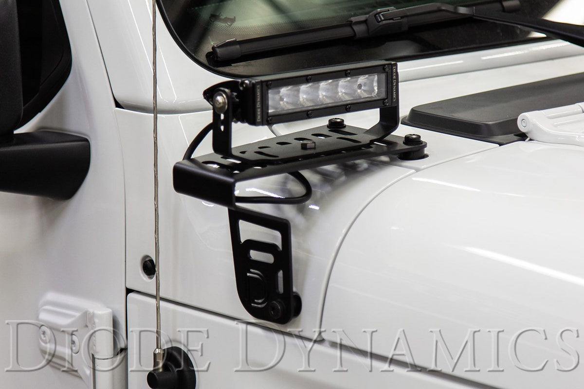 Diode Dynamics 18-21 Jeep JL Wrangler/Gladiator SS6 Cowl LED Bracket Kit - White Driving - DD6092