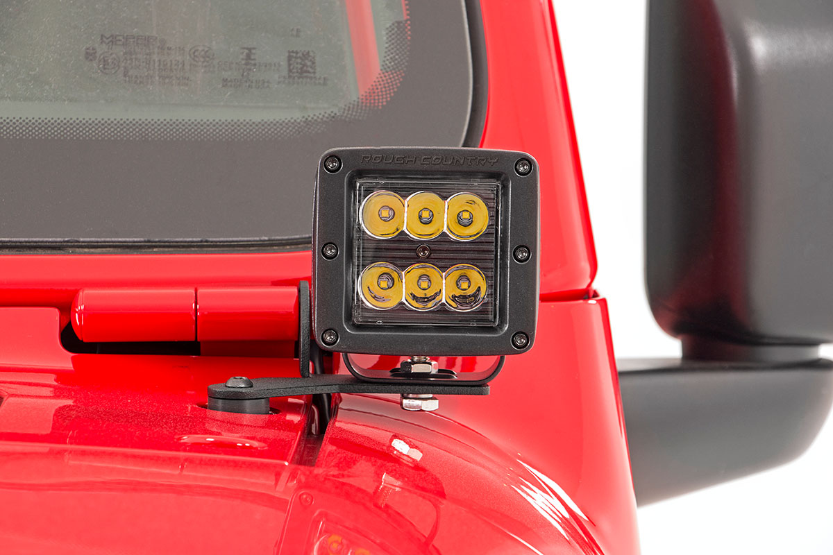 Rough Country - LED Light Kit - Hinge Mount - 2" Black Pair - Jeep Gladiator JT/Wrangler JL (18-25) - 70052 for 2018-2023 Jee