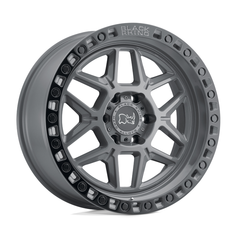 Black Rhino Hard Alloys Kelso 20X9 6X139.7 +12MM Battleship Gray W/ Black Ring