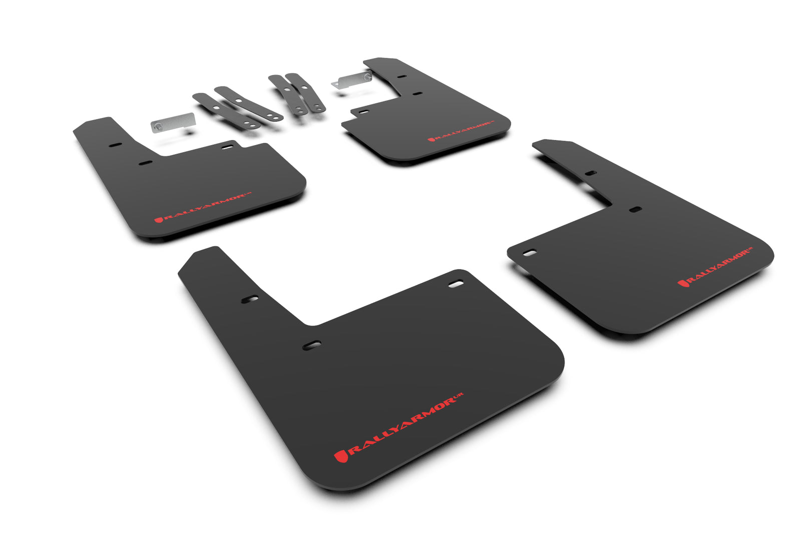 Rally Armor 18-22 Hyundai Kona Black UR Mud Flap Red Logo - MF63-UR-BLK/RD for 2018-2023 Hyundai Kona - front view