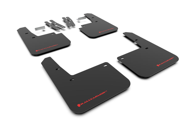 Rally Armor 18-22 Hyundai Kona Black UR Mud Flap Red Logo - MF63-UR-BLK/RD for 2018-2023 Hyundai Kona - front view