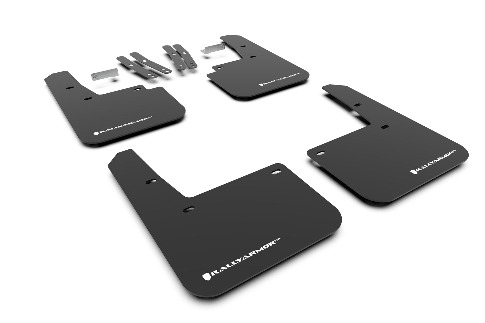 Rally Armor 18-23 Hyundai Kona Black UR Mud Flap White Logo - MF63-UR-BLK/WH for 2018-2023 Hyundai Kona - front view