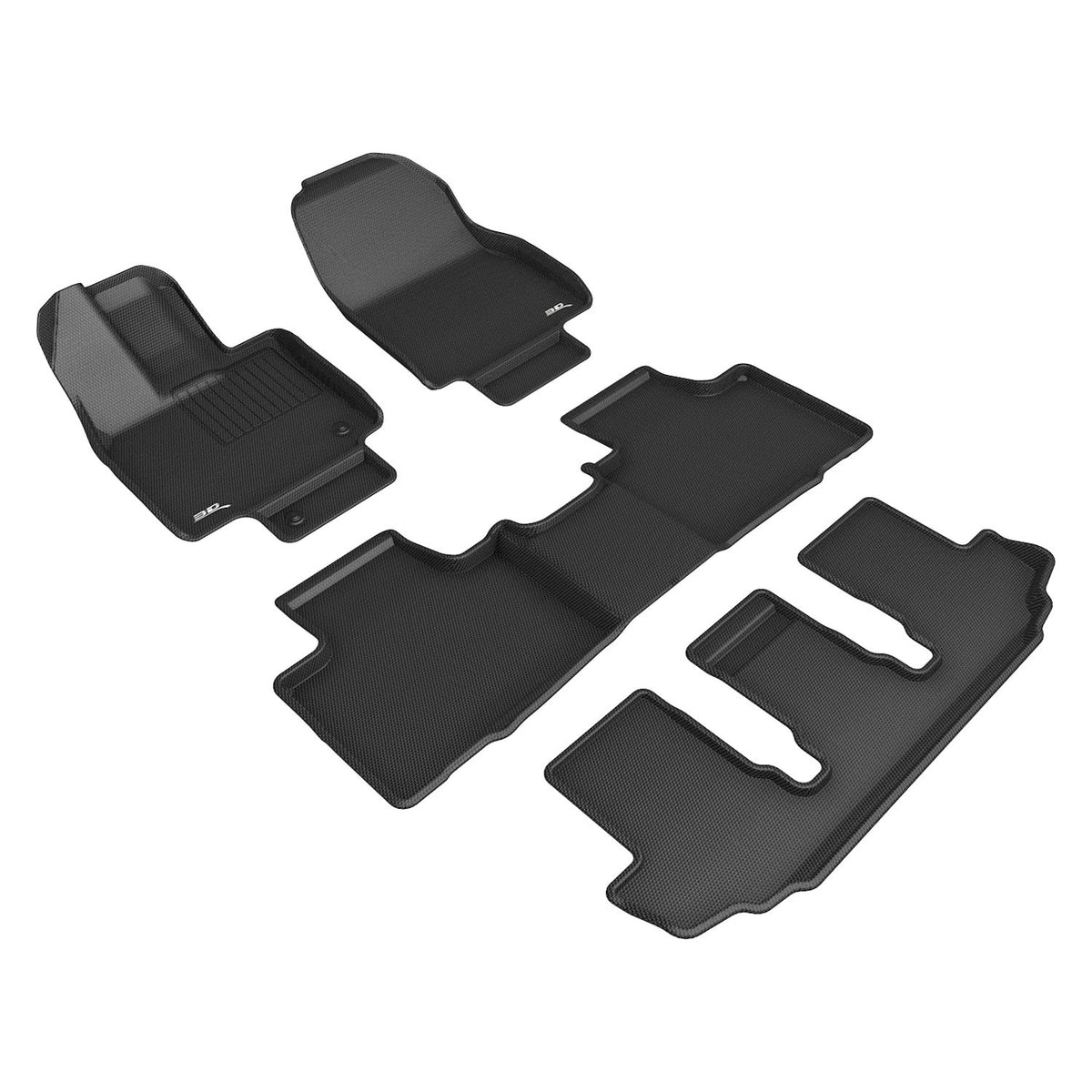 3D MAXider 20-23 Toyota Highlander Gas 8-Seat Kagu Black Floor Mat - Row 1/2/3 - L1TY26201509