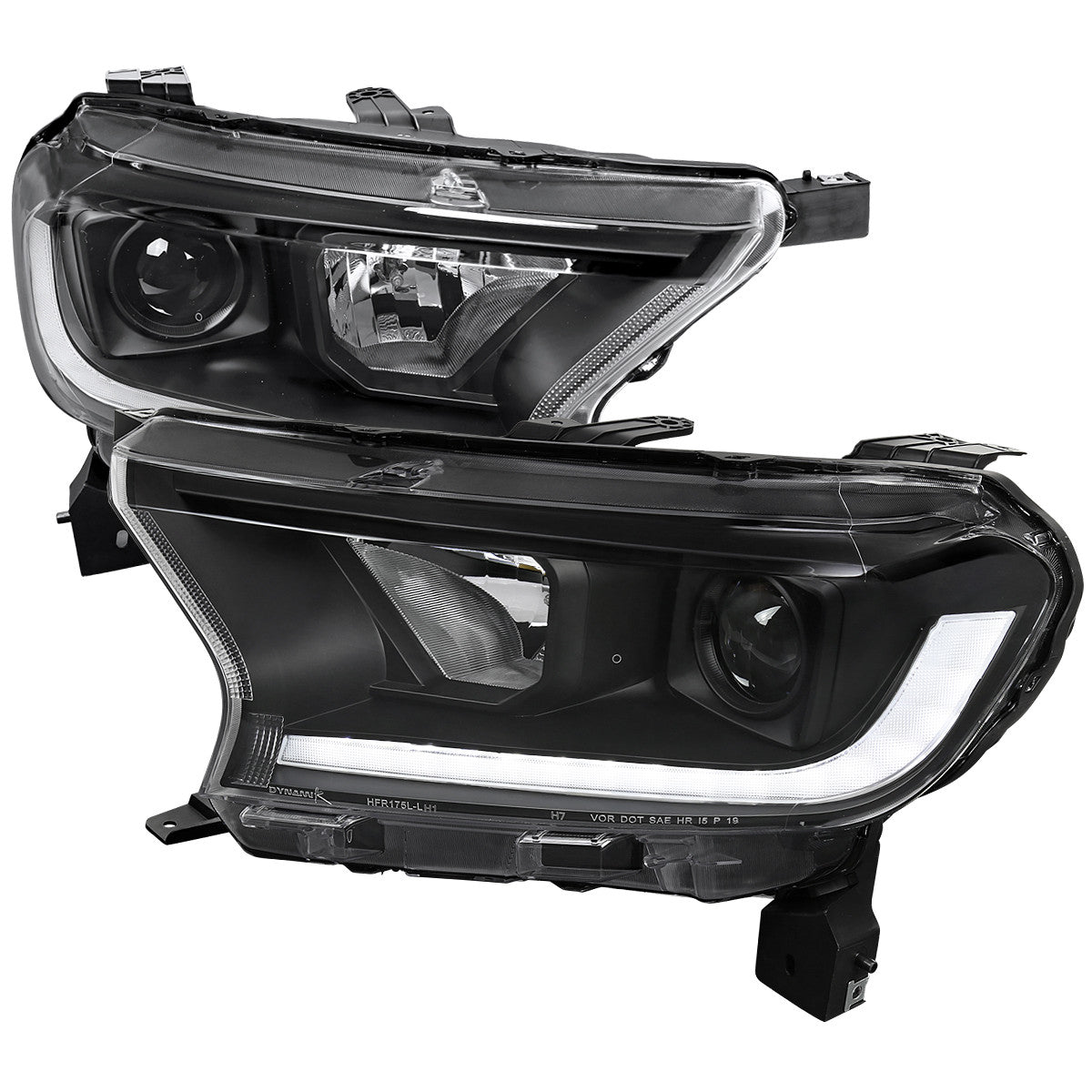 Spec-D Tuning - 2019-2022 Ford Ranger Switchback Sequential LED Bar Projector Headlights (Matte Black Housing/Clear Lens) - LHP-RAN19JM-SQ-RS