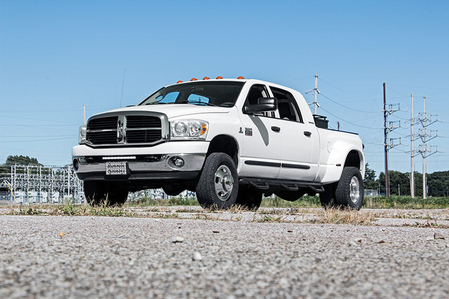 Rough Country - LED Light Kit - Bumper Mount - 20" Black Single Row - White DRL - Ram 2500/3500 (10-18) - 70568BLDRL for 2003