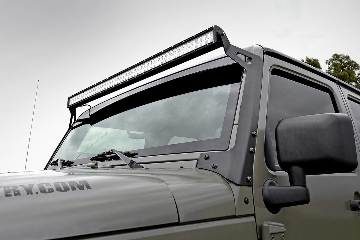 LED Light Kit | Windshield Mount | 50&quot; Black Dual Row | Jeep Wrangler JK (07-18)