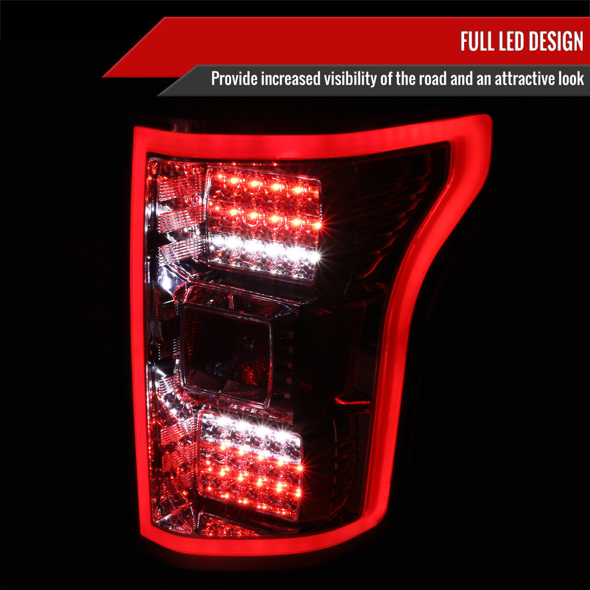 Spec-D Tuning - 2015-2017 Ford F-150 Chrome LED Tail Lights - LT-F15015CLED-TM