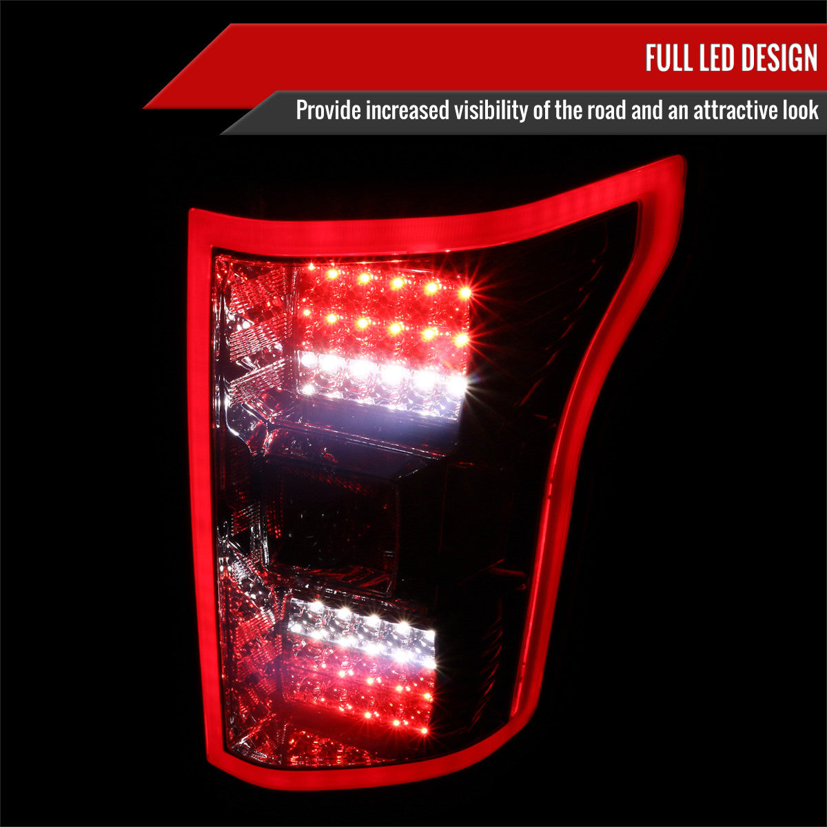 Spec-D Tuning - 2015-2017 Ford F-150 Smoked LED Tail Lights - LT-F15015RGLED-TM