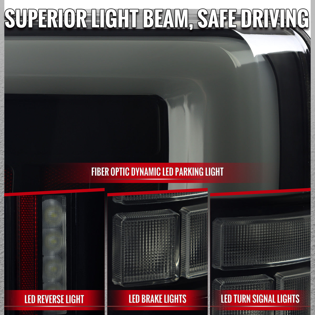 Spec-D Tuning - 2021-2023 Ford F-150 Full LED Tail Lights with White Light Bar Sequential Turn Signal, Startup Animation & Factory BSM Compatibility (Black Housing / Smoked Lens) - LT-F15021BBBSM-SQ-RS