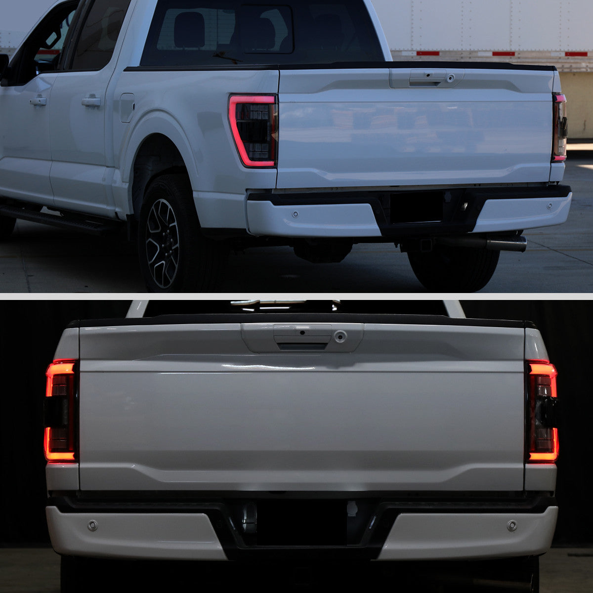 Spec-D Tuning - 2021–2023 Ford F-150 LED Tail Lights w/ Switchback Sequential Turn Signals (Glossy Black Housing / Smoked Lens) - LT-F15021BBLED-SQ-RS