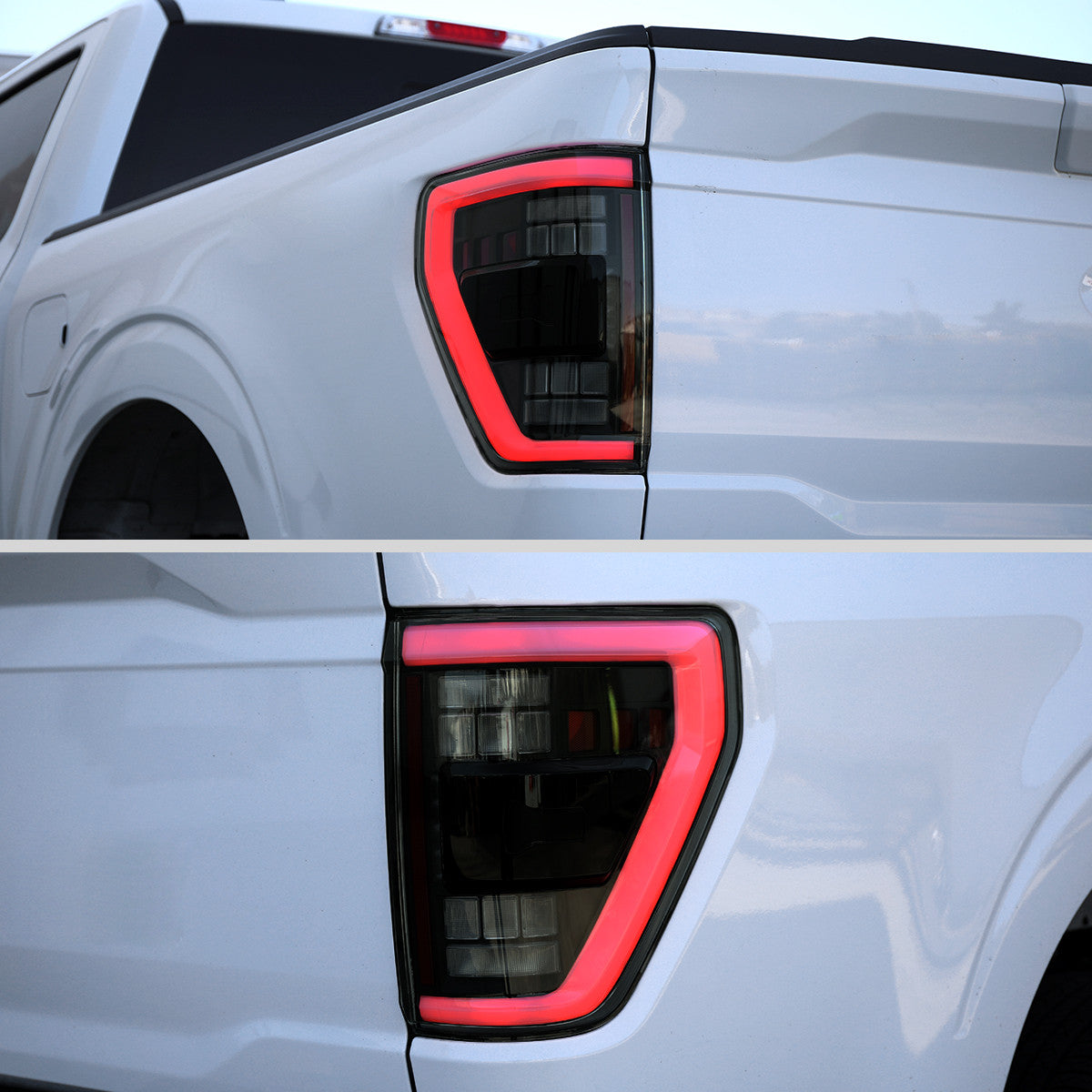 Spec-D Tuning - 2021–2023 Ford F-150 LED Tail Lights w/ Switchback Sequential Turn Signals (Glossy Black Housing / Smoked Lens) - LT-F15021BBLED-SQ-RS